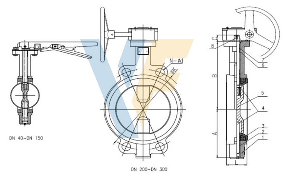 Wafer Butterfly Valve PTFE Sealing