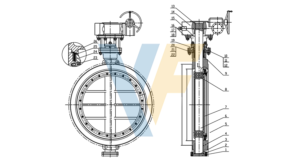 Three Eccentric Wafer Butterfly Valve