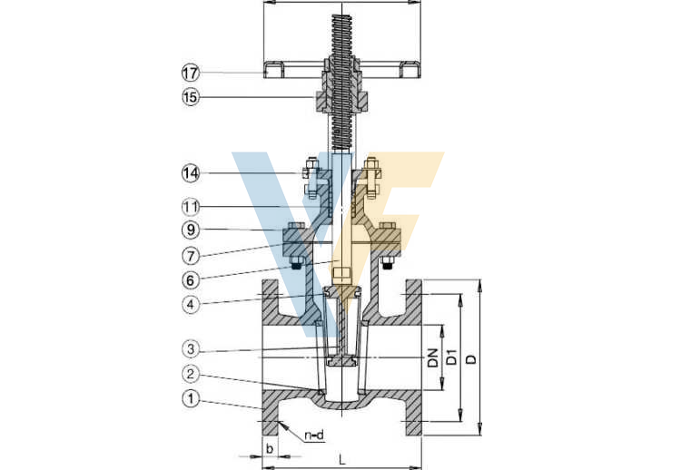 Cast Iron Rising Stem Gate Valve, JIS 10K