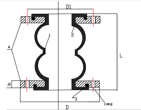 Double sphere rubber joint carbon steel flange PN16