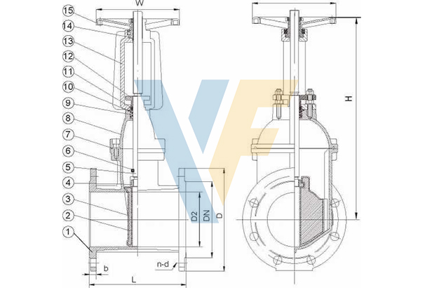 OS&Y Rising Stem BS5163 Resilient Gate Valve