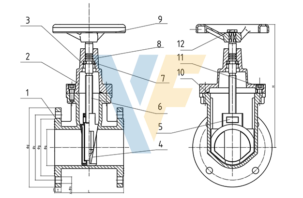 DIN3352 F5 PN10/PN16 Gate Valve