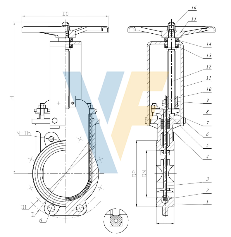 DIN Wafer Knife Gate Valve